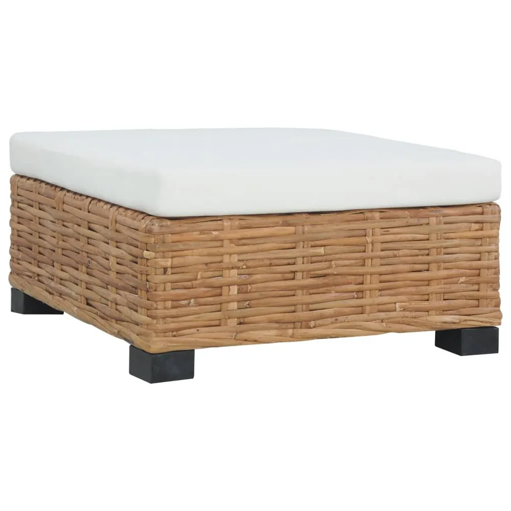 Organisateur de câbles Repose-pied avec coussin Rotin naturel