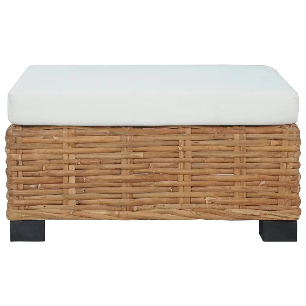 Organisateur de câbles Repose-pied avec coussin Rotin naturel