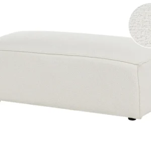 Ottoman en bouclé blanc HELLNAR en tissu respirant