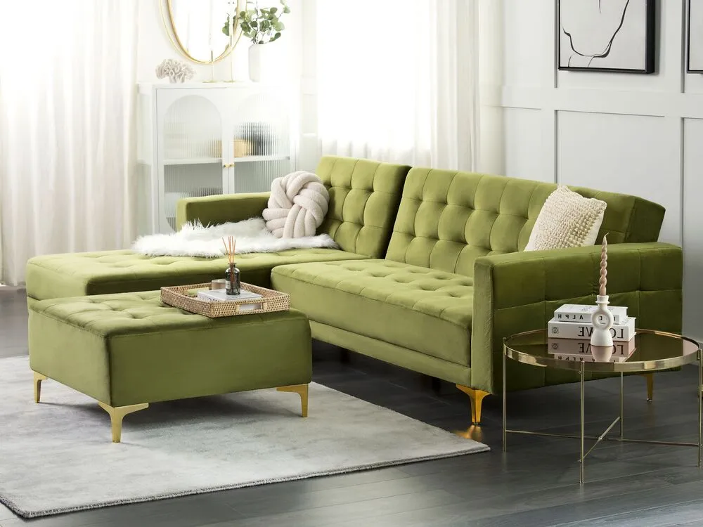Ottoman en velours vert ABERDEEN pour poste de travail réglable
