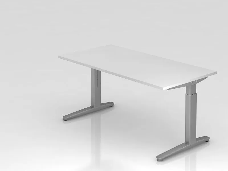Pieds antidérapants pour Bureau Hammerbacher pied C 160x80cm blanc/argent coulisses en aluminium argent (similaire à RAL 9...
