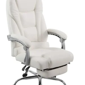 Pieds antidérapants pour Fauteuil de bureau ergonomique avec repose-pieds extensible synthétique blanc BUR10170