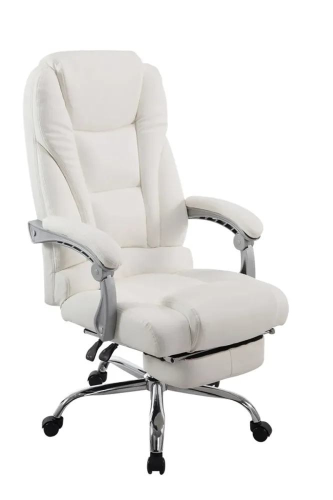 Pieds antidérapants pour Fauteuil de bureau ergonomique avec repose-pieds extensible synthétique blanc BUR10170