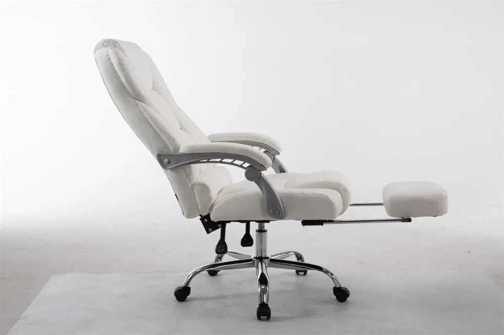 Pieds antidérapants pour Fauteuil de bureau ergonomique avec repose-pieds extensible synthétique blanc BUR10170