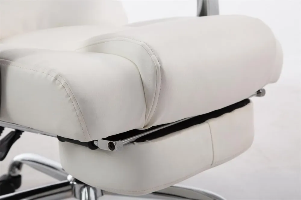 Pieds antidérapants pour Fauteuil de bureau ergonomique avec repose-pieds extensible synthétique blanc BUR10170