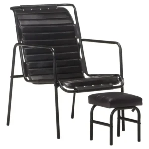 Pieds antidérapants pour Fauteuil de relaxation avec repose-pied Noir Cuir véritable