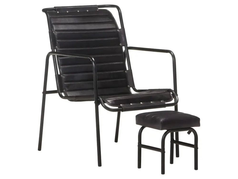 Pieds antidérapants pour Fauteuil de relaxation avec repose-pied Noir Cuir véritable