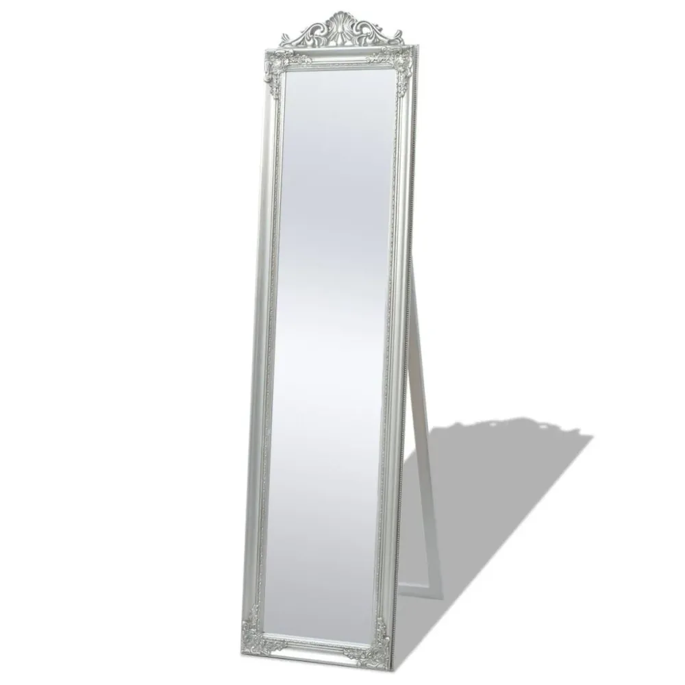 Plateau de rangement Miroir sur pied Style baroque 160 x 40 cm Argenté DEC022664