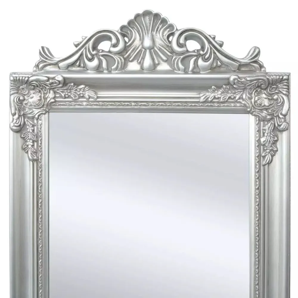 Plateau de rangement Miroir sur pied Style baroque 160 x 40 cm Argenté DEC022664