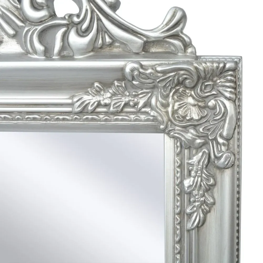 Plateau de rangement Miroir sur pied Style baroque 160 x 40 cm Argenté DEC022664