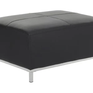 Pouf en cuir noir OSLO avec revêtement anti-rayures