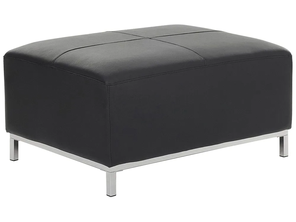 Pouf en cuir noir OSLO avec revêtement anti-rayures