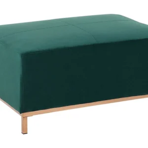 Pouf en velours vert OSLO avec 4 patins en caoutchouc