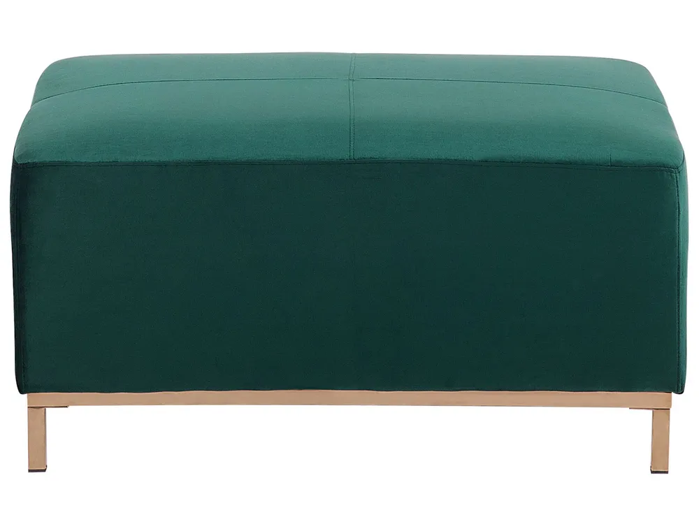 Pouf en velours vert OSLO avec 4 patins en caoutchouc