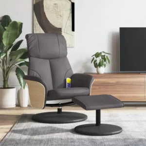 Professionnel Haute Qualité Fauteuil inclinable de massage avec repose-pied gris similicuir