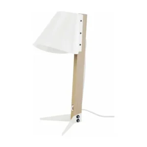 Professionnel Haute Qualité Lampe de bureau trépied bois,métal blanc 42 cm.