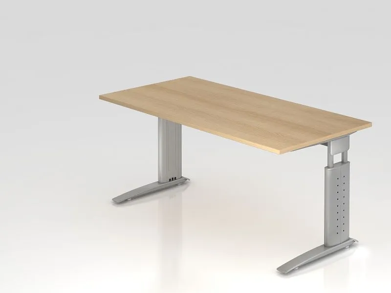Protection de bord Bureau Hammerbacher pied C 160x80cm chêne/argent hauteur de travail 68-86 cm réglable VUS16/E/S acquéri...