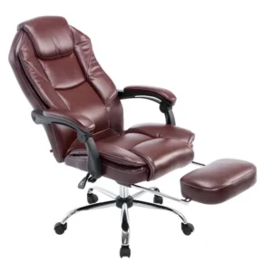 Protection de bord Fauteuil de bureau ergonomique en synthétique bordeaux avec repose-pieds et accoudoirs BUR10381