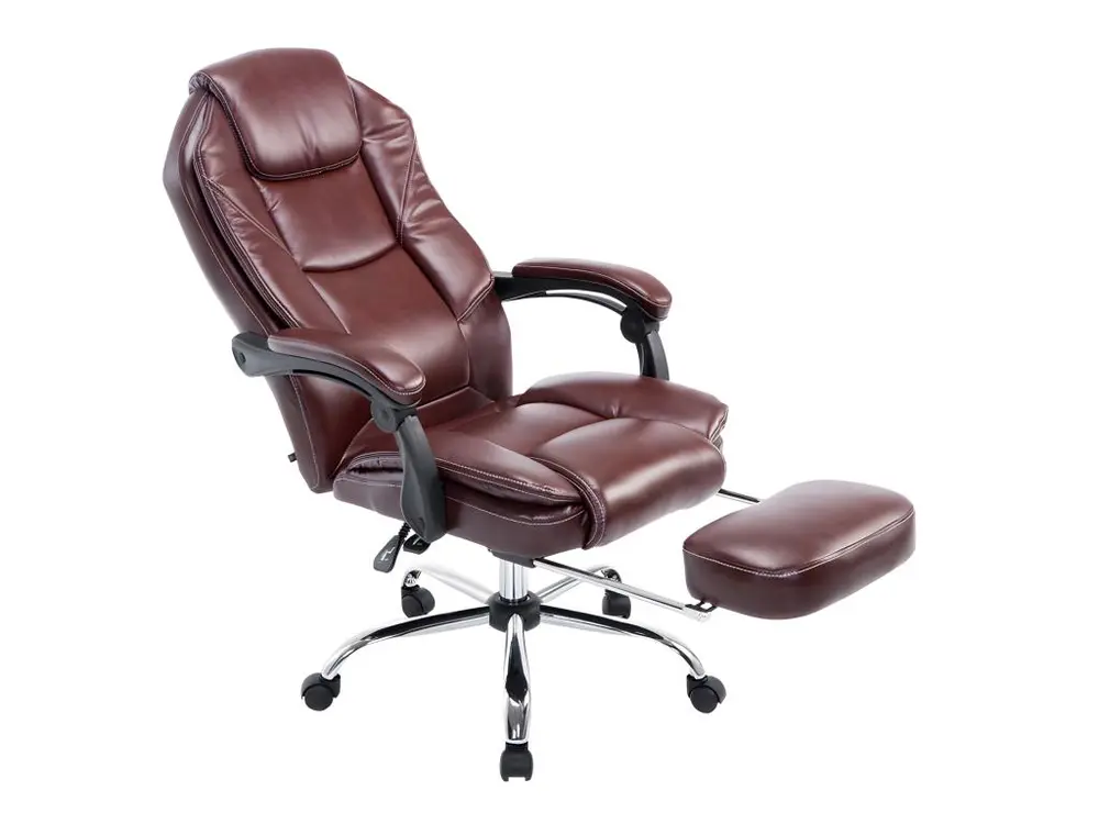 Protection de bord Fauteuil de bureau ergonomique en synthétique bordeaux avec repose-pieds et accoudoirs BUR10381