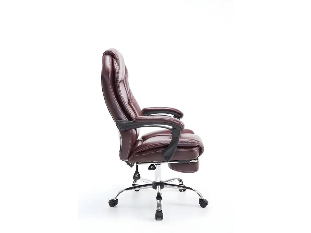Protection de bord Fauteuil de bureau ergonomique en synthétique bordeaux avec repose-pieds et accoudoirs BUR10381