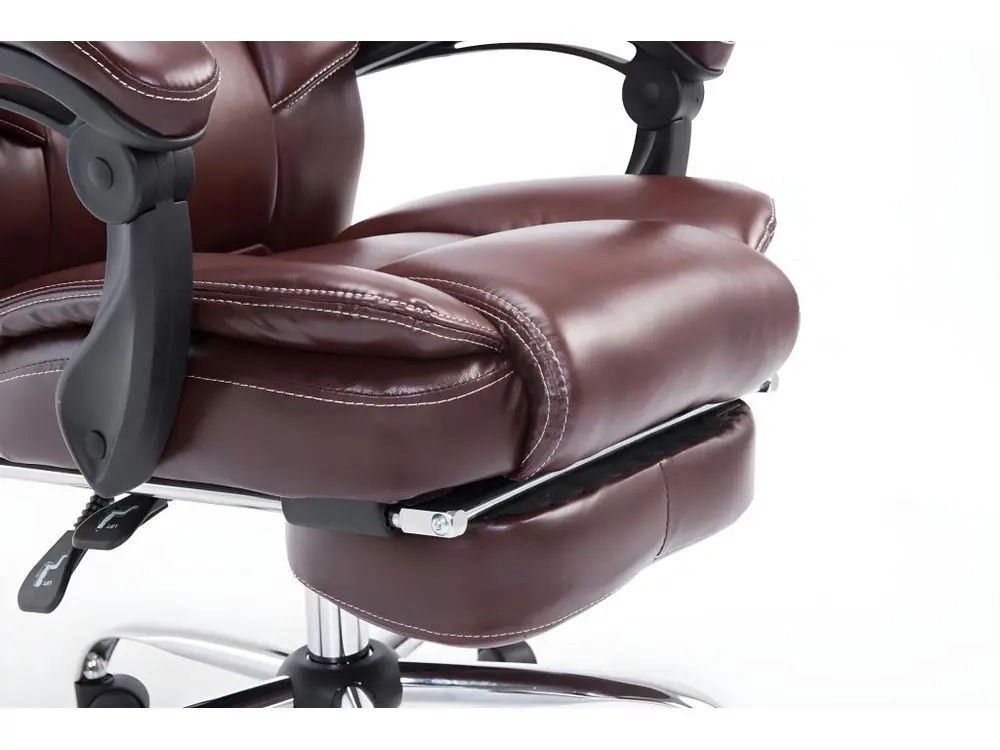 Protection de bord Fauteuil de bureau ergonomique en synthétique bordeaux avec repose-pieds et accoudoirs BUR10381