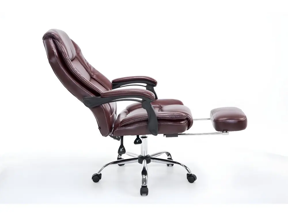 Protection de bord Fauteuil de bureau ergonomique en synthétique bordeaux avec repose-pieds et accoudoirs BUR10381