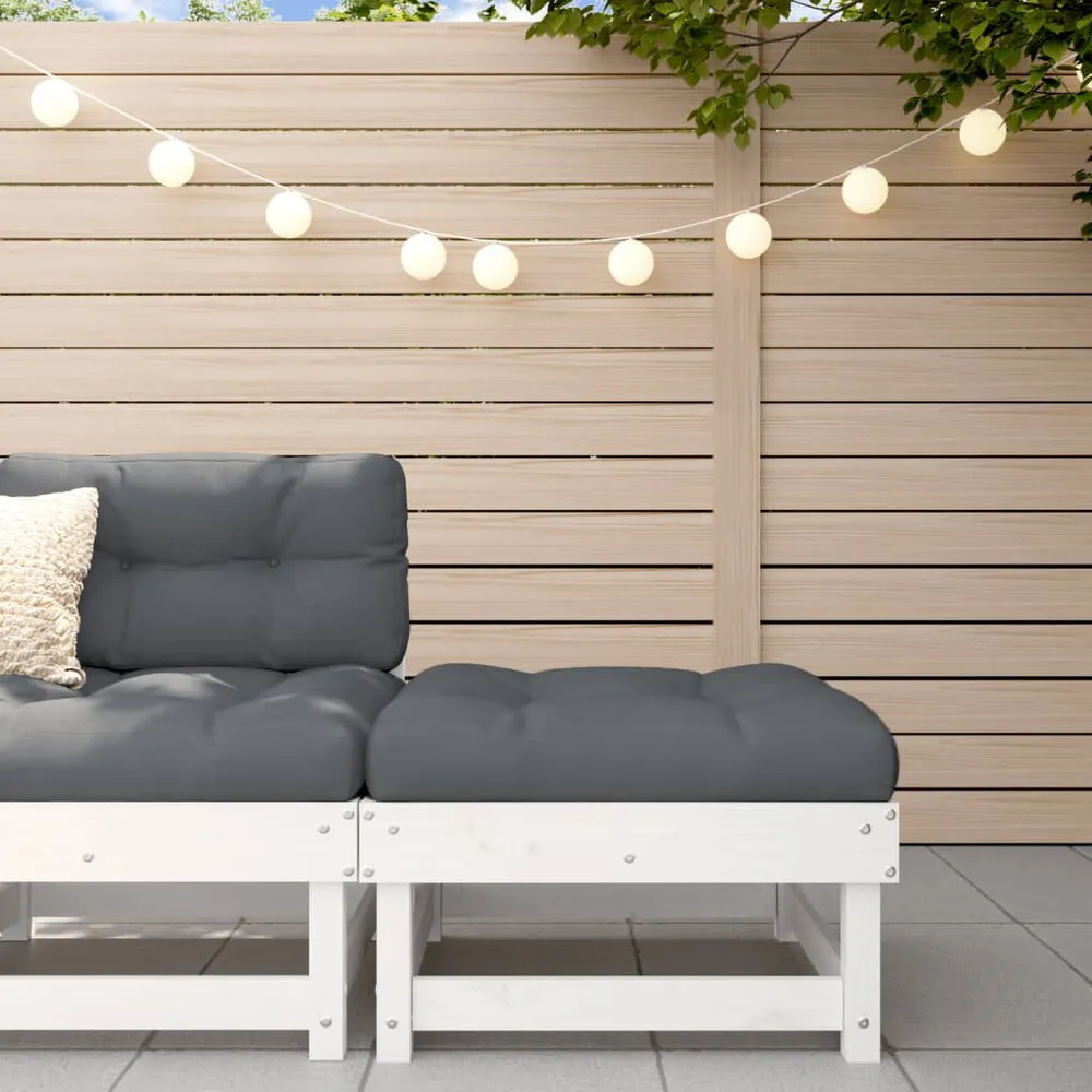 Protection de bord Repose-pied de jardin avec coussin blanc bois de pin massif