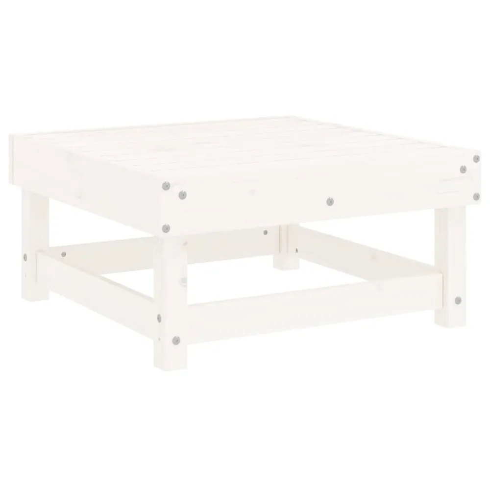 Protection de bord Repose-pied de jardin avec coussin blanc bois de pin massif
