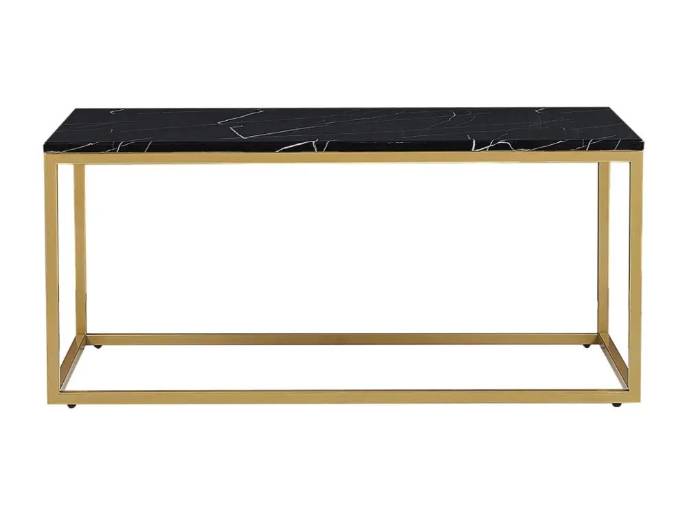 Équipement de Bureau Ergonomique Table basse effet marbre noir avec pieds dorés DELANO