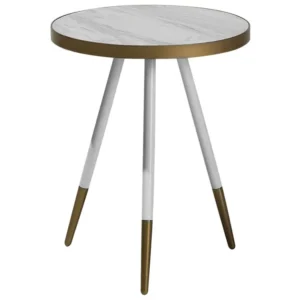 Équipement de Bureau Ergonomique Table d'appoint imitation marbre avec pieds dorés RAMONA