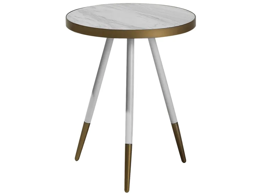Équipement de Bureau Ergonomique Table d'appoint imitation marbre avec pieds dorés RAMONA