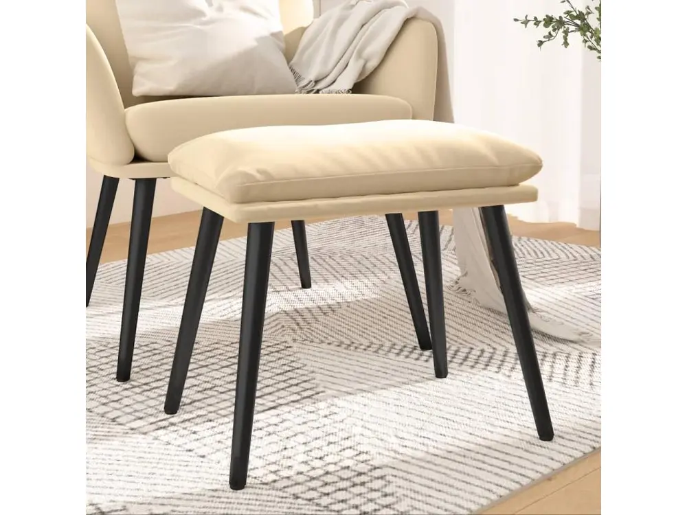 Repose-pied Blanc crème 45x29,5x35 cm Velours - Conforme aux Normes de Sécurité