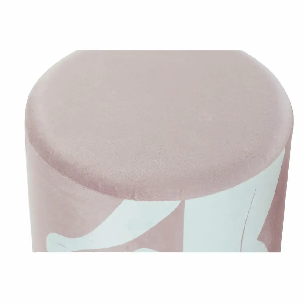 Repose-pied DKD Home Decor Doré Polyester Blanc Rose évident (30 x 30 x