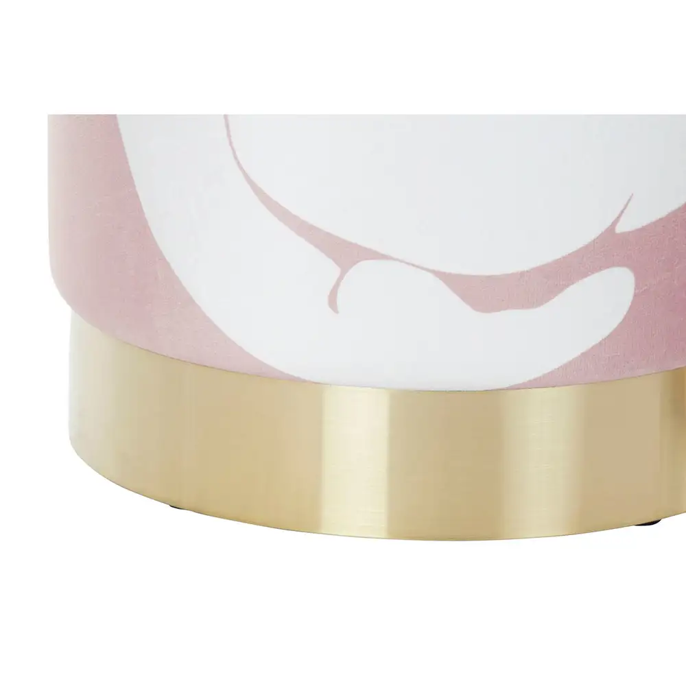 Repose-pied DKD Home Decor Doré Polyester Blanc Rose évident (30 x 30 x