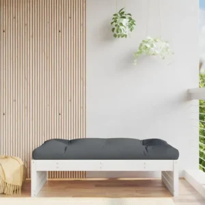 Repose-pied de jardin 120x80 cm blanc bois de pin massif (Lot de 4)