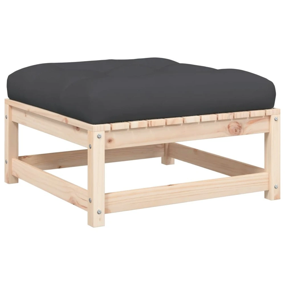 Repose-pied de jardin avec coussin bois de pin massif (Lot de 4)