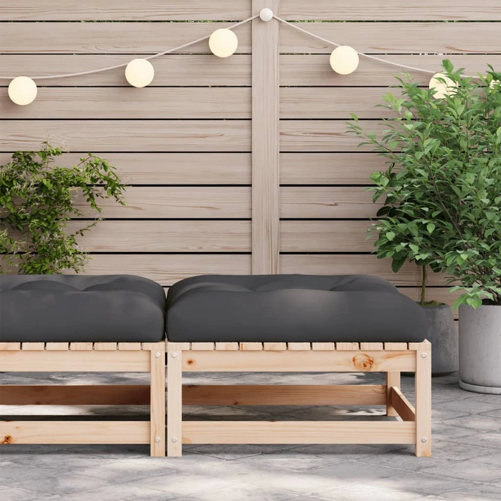 Repose-pied de jardin avec coussin bois de pin massif (Lot de 4)