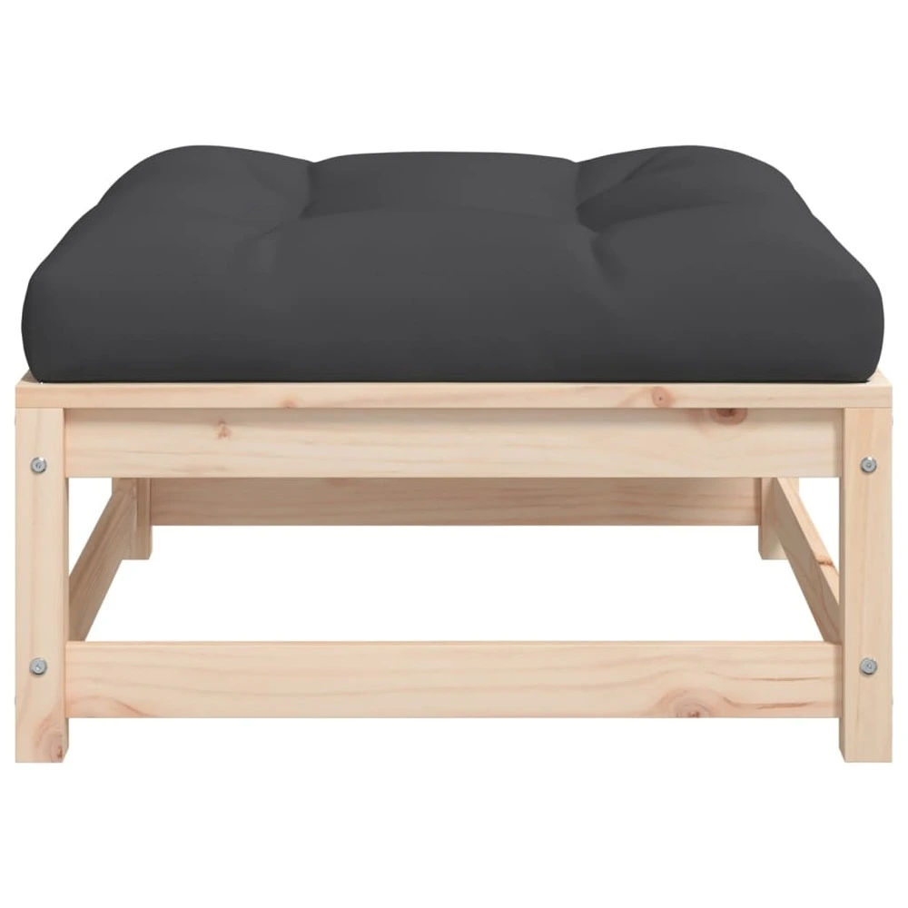 Repose-pied de jardin avec coussin bois de pin massif (Lot de 4)