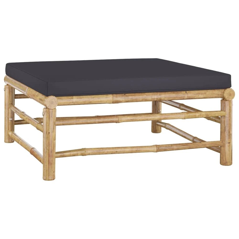 Repose-pied de jardin avec coussin gris sombre bambou pour bureau à hauteur variable