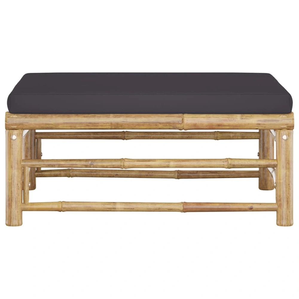 Repose-pied de jardin avec coussin gris sombre bambou pour bureau à hauteur variable