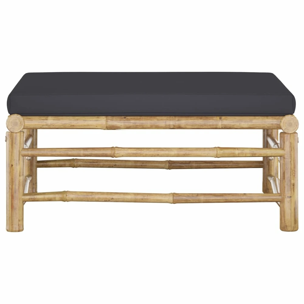 Repose-pied de jardin avec coussin gris sombre bambou pour bureau à hauteur variable