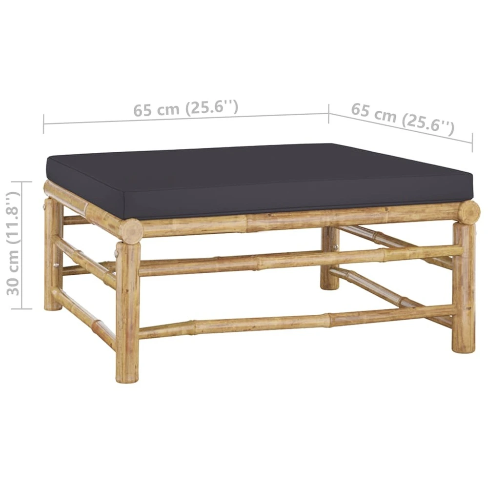 Repose-pied de jardin avec coussin gris sombre bambou pour bureau à hauteur variable