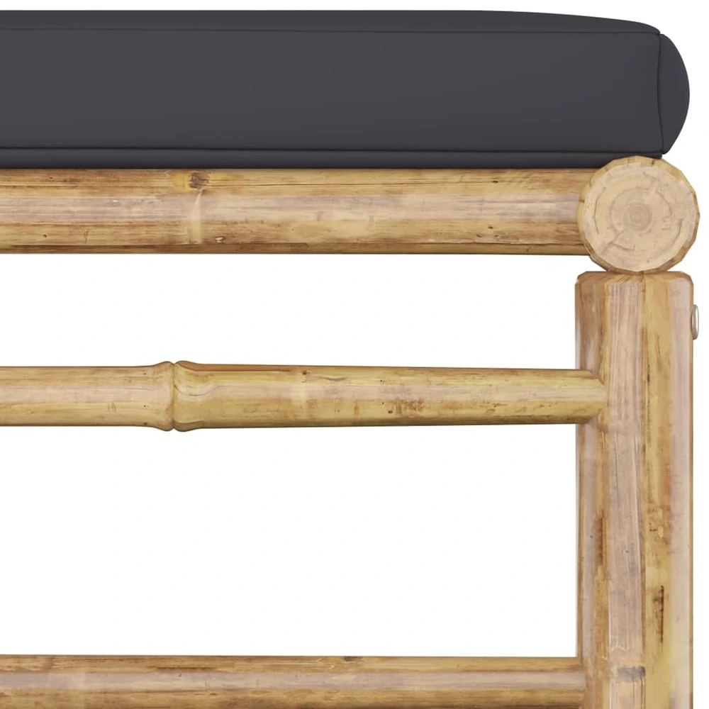 Repose-pied de jardin avec coussin gris sombre bambou pour bureau à hauteur variable