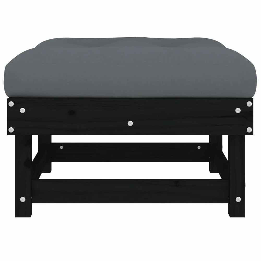 Repose-pied de jardin avec coussin noir bois de pin massif pour bureau à hauteur variable