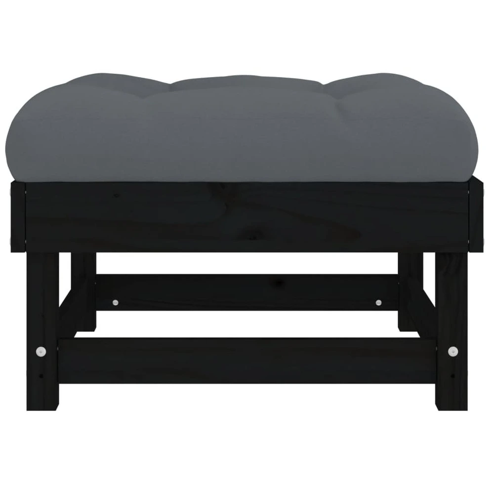 Repose-pied de jardin avec coussin noir bois de pin massif pour bureau à hauteur variable
