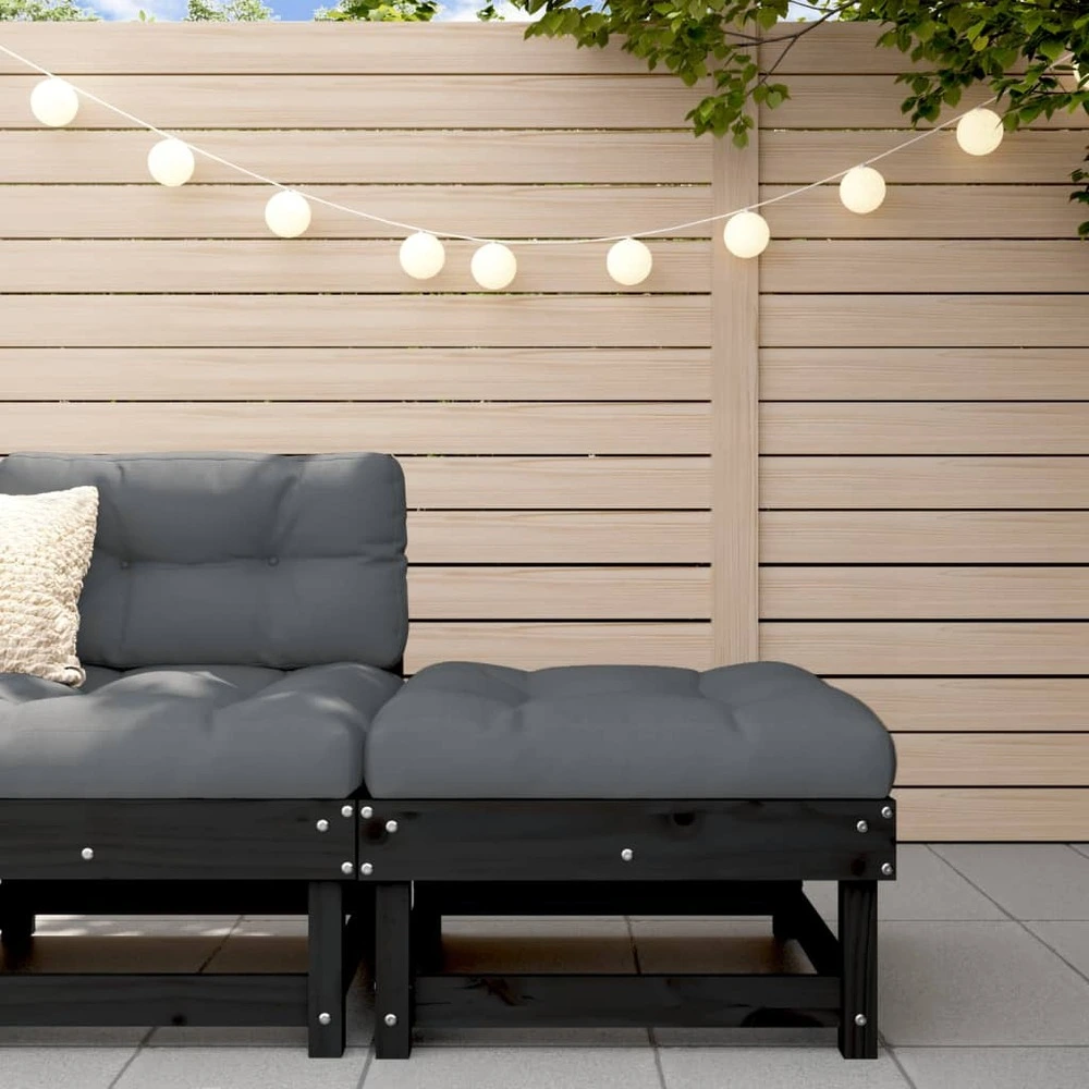Repose-pied de jardin avec coussin noir bois de pin massif pour bureau à hauteur variable