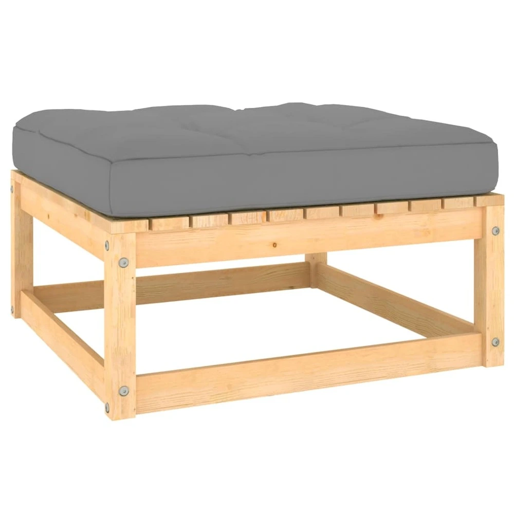 Repose-pied de jardin avec coussin pin massif avec Garantie 2 Ans