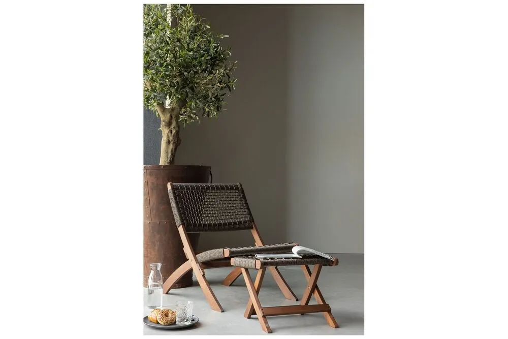 Repose-pieds en bois marron obscur Lois Woood - 45cm