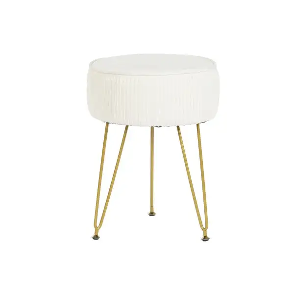 Repose-pieds Contemporain Blanc et Métal Doré Home Decor avec revêtement anti-rayures