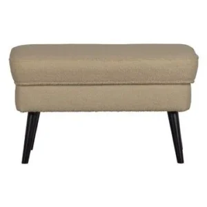 Repose-pieds effet peau de mouton sable Rocco Woood - 77cm avec 4 patins en caoutchouc